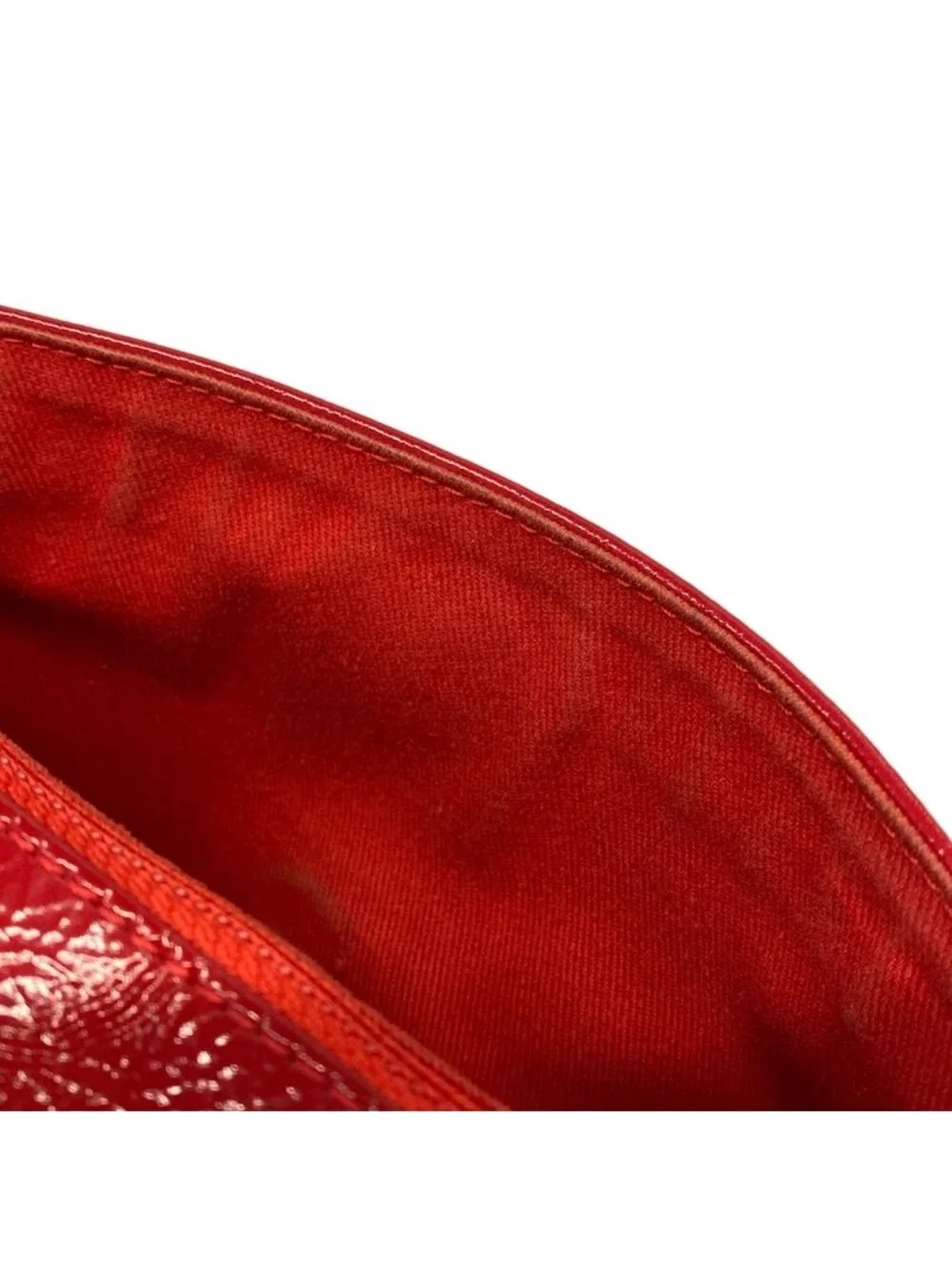 Chanel Shoulder Bag Red Silver Chain Leather